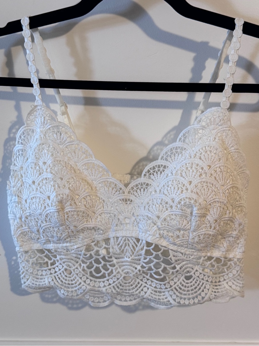 White Lace Bralette with Scalloped Hem